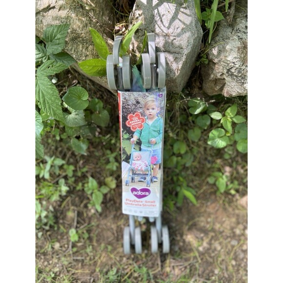 Adora Doll Small Umbrella Stroller - Fits 13" - 18" Doll Teal Stripe - Picture 1 of 6